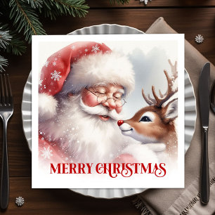Serviette En Papier Serviettes de table festives Père Noël magique Rou