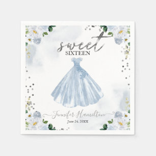 Serviette En Papier Serviettes de table Fleurs bleues pour robe de 16