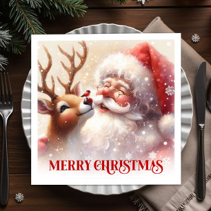 Serviette En Papier Serviettes de table Joyeux Noël Santa Rudolph