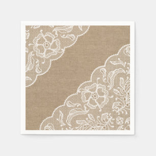 Serviette En Papier Serviettes de toile de jute et de dentelle