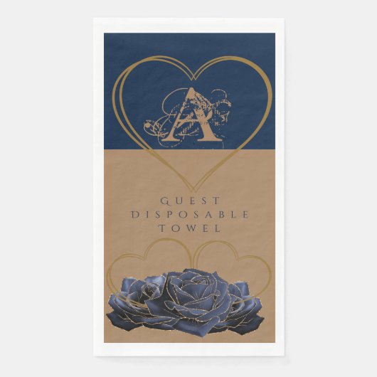 Serviette En Papier Serviettes de toilette jetables en or et bleu (Devant)