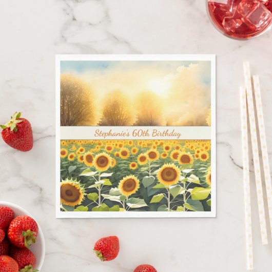 Serviette En Papier Serviettes de tournesol personnalisées - Charme ru (En situation)