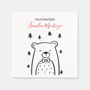 Serviette En Papier Serviettes de vacances de l'ours blanc en forêt