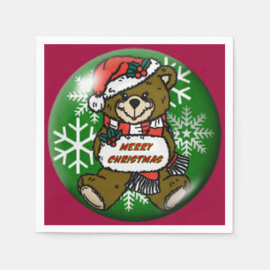 Serviette En Papier Serviettes de vacances de Noël d'ours de nounours