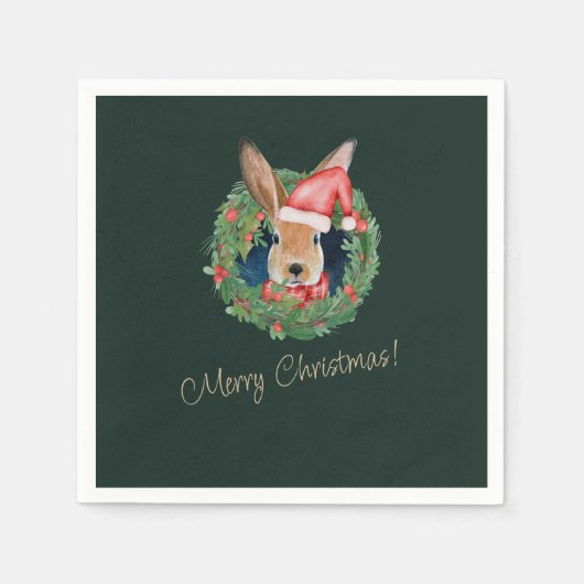 Serviette En Papier Serviettes de voeux de Noël beige et vert (Devant)