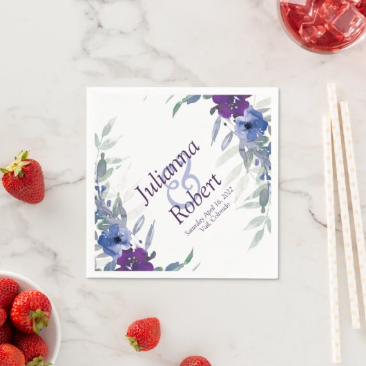 Serviette En Papier serviettes d'eau violet et bleu (En situation)