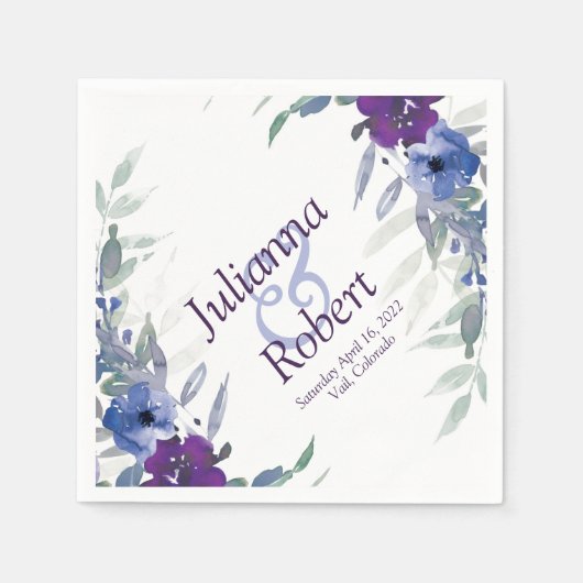 Serviette En Papier serviettes d'eau violet et bleu (Devant)