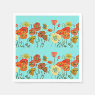 Serviette En Papier Serviettes décoratives orange shabby poppy aqua.