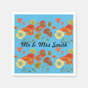 Serviette En Papier Serviettes décoratives orange shabby poppy bleu