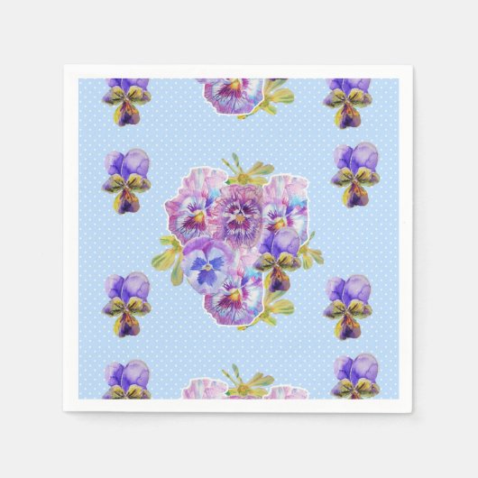 Serviette En Papier Serviettes décoratives Pansy Shabby Chic à points  (Devant)
