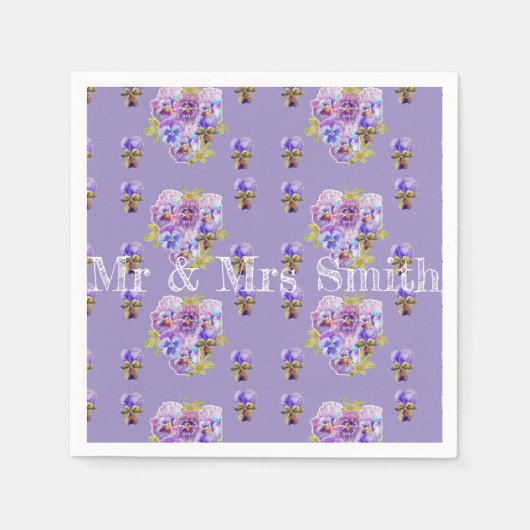 Serviette En Papier Serviettes décoratives Violet Pensée Chabby chic l (Devant)