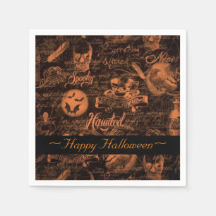 Serviette En Papier Serviettes d'Halloween en noir et orange