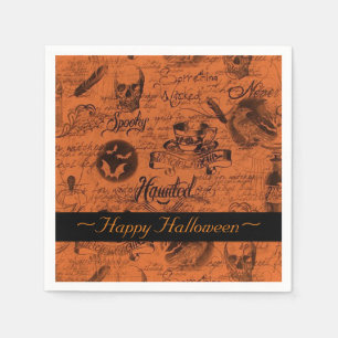 Serviette En Papier Serviettes d'Halloween orange et noir