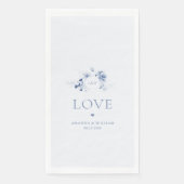 Serviette En Papier Serviettes d'hôtes Dusty Blue Floral avec "Amour" (Devant)