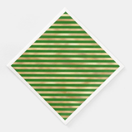Serviette En Papier Serviettes Diagonales Vert et Or Festif (Coin)