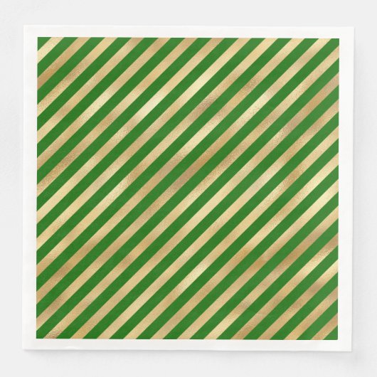 Serviette En Papier Serviettes Diagonales Vert et Or Festif (Devant)
