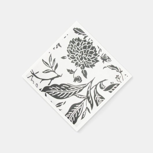Serviette En Papier Serviettes d'impression florale en noir et blanc (Coin)