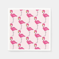 Serviettes d'oiseaux de Flamant rose rose tropical