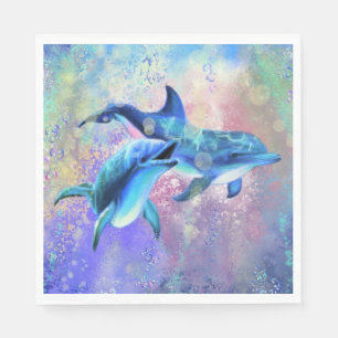 Serviette En Papier Serviettes Dolphin Couple - Famille