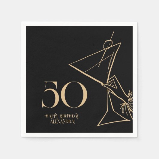 Serviette En Papier Serviettes d'or moderne 50e anniversaire (Devant)
