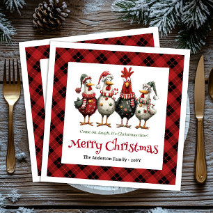 Serviette En Papier Serviettes drôles et festives de poulets avec nom