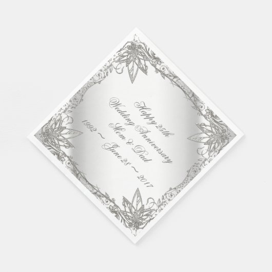 Serviette En Papier Serviettes du 25e anniversaire du Mariage en argen (Coin)