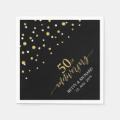 Serviette En Papier Serviettes du 50e anniversaire Gold & Black modern (Devant)