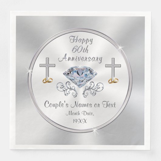 Serviette En Papier Serviettes du 60e anniversaire du Mariage chrétien (Devant)