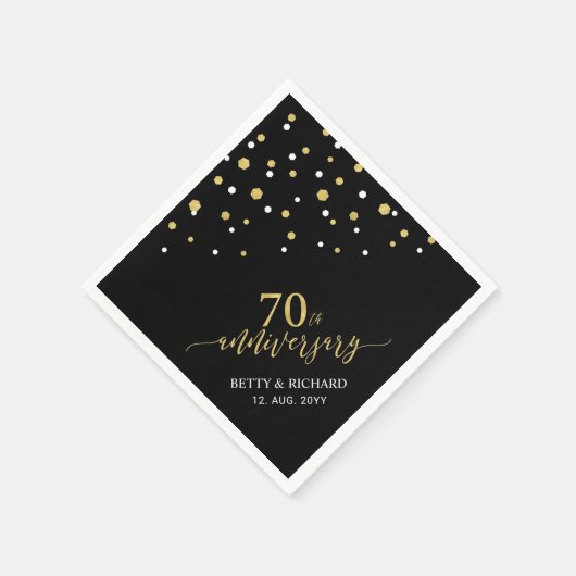 Serviette En Papier Serviettes du 70e anniversaire Gold & Black modern (Coin)