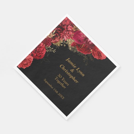 Serviette En Papier Serviettes du Mariage de fleurs rouges (Coin)