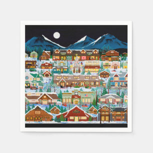 Serviette En Papier Serviettes d'un village de Noël