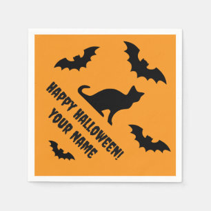 Serviette En Papier Serviettes effrayantes pour Halloween avec chat no