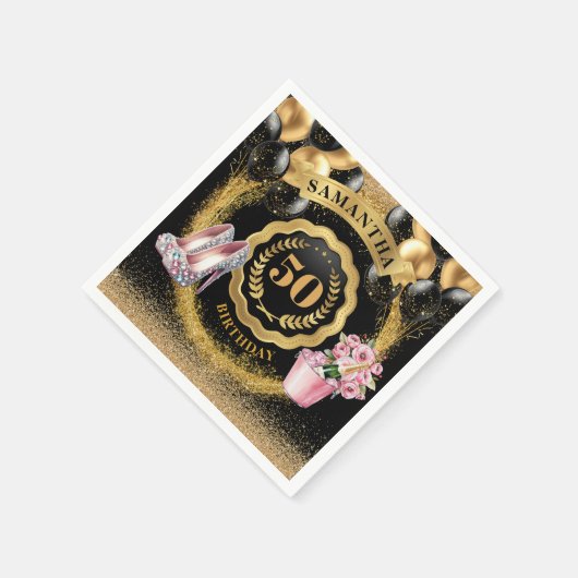 Serviette En Papier Serviettes élégantes à ballons d'or avec talons d' (Coin)