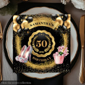 Serviette En Papier Serviettes élégantes à ballons d'or avec talons d'