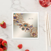 Serviette En Papier Serviettes élégantes à bijoux en or (En situation)