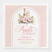 Serviette En Papier Serviettes élégantes aquarelle perles et prosecco (Devant)