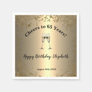 Serviette En Papier Serviettes Elégantes Cheers Gold 65e Anniversaire