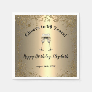 Serviette En Papier Serviettes Elégantes Cheers Gold 90e Anniversaire