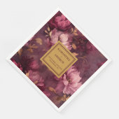 Serviette En Papier Serviettes élégantes de Mariage Burgundy Rose Blus (Coin)