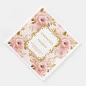 Serviette En Papier Serviettes élégantes de mariage Gold Blush (Coin)