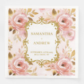 Serviette En Papier Serviettes élégantes de mariage Gold Blush (Devant)