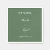 Serviette En Papier Serviettes élégantes de Mariage vert gris (Devant)