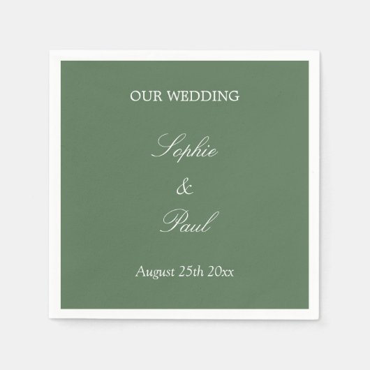 Serviette En Papier Serviettes élégantes de Mariage vert gris (Devant)