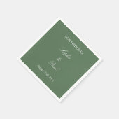 Serviette En Papier Serviettes élégantes de Mariage vert gris (Coin)