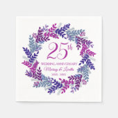 Serviette En Papier Serviettes élégantes en argent rose du 25e anniver (Devant)