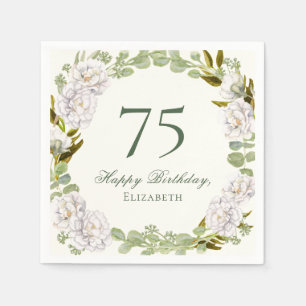Serviette En Papier Serviettes élégantes en ivoire florales pour 75e a