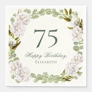 Serviette En Papier Serviettes élégantes en ivoire florales pour 75e a