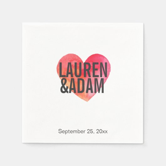 Serviette En Papier Serviettes élégantes en papier de mariage | Coeur  (Devant)