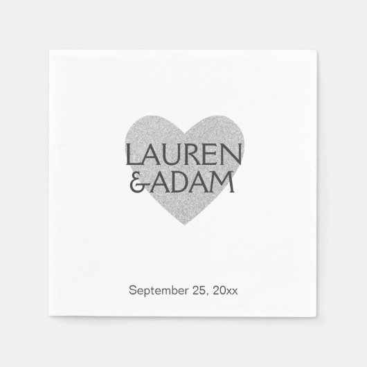 Serviette En Papier Serviettes élégantes en papier de mariage | Coeur  (Devant)