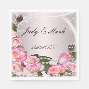 Serviette En Papier Serviettes Élégantes En Papier Roses Et Perles Ros